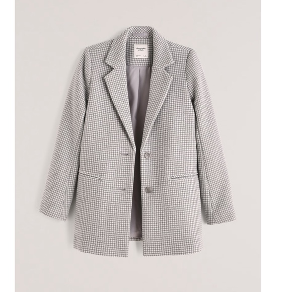 Abercrombie & Fitch Women's Gray Houndstooth Blazer - Picture 3 of 8